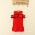 Wholesale children clothes casual knit dress red sleeveless one-piece dress girl fashion